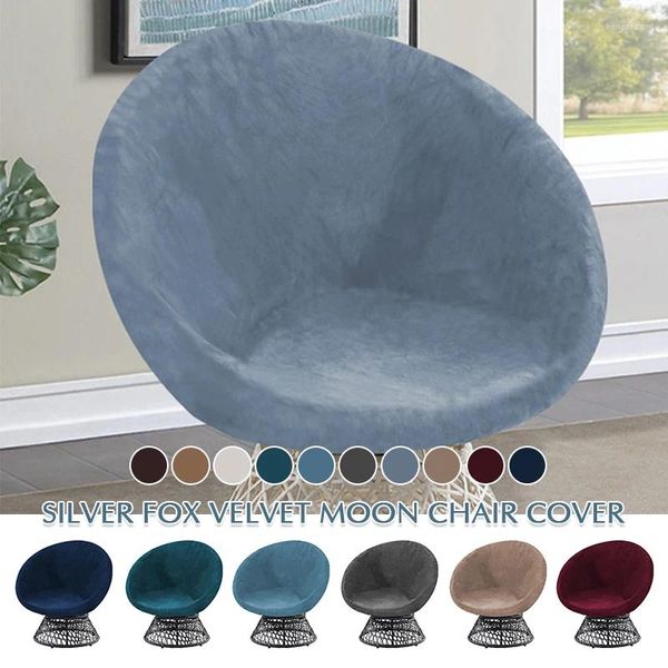Cubiertas de silla Tela plateada Platillo redondo Cubierta de luna Lavable Color sólido Fundas de asiento Estiramiento Universal