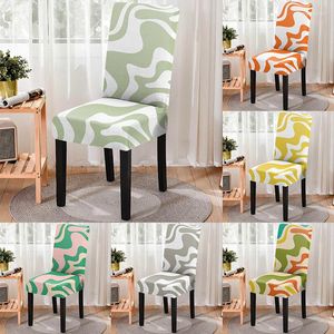 Stoelhoesjes Eenvoudige kleurrijke streeppatroon Print Stretch Cover High Back Dust proof Home Dining Room Decor Stoelen Living Bar Stool