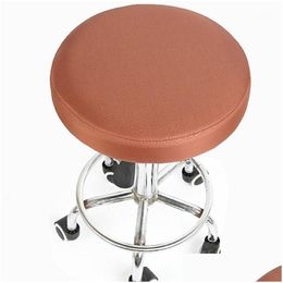 Housses de chaise Simple Er Bar Tabouret rond Polyester Siège Dentiste Salon de coiffure Sliper Funda Silla Drop Ers Livraison Maison Jardin Textiles Sas Dhzhu