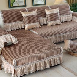 Housses de chaise simples et modernes, tapis de canapé européens en soie glacée et bambou, ensembles de dérapages, 1 pièce