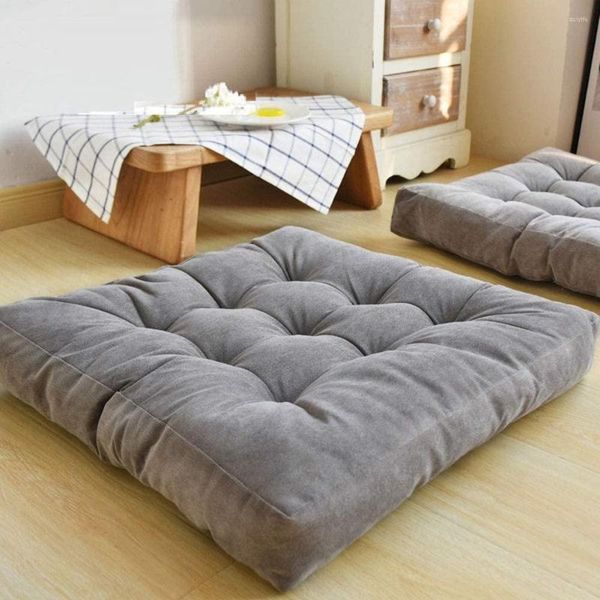 Housses de chaise Simple couleur unie velours côtelé Tatami Futon tapis en peluche épaissie plancher baie vitrée coussin balcon Yoga