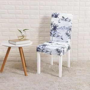Stoelbedekkingen eenvoudige stijl stoelhoezen eetkamer spandex elastisch printen dineren wit rekbare schommelende stoel cover