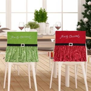 Housses de chaise Housses Sequin Elf Cover Letter Patterns Slipcover Dinning Décorations pour la maison de Noël