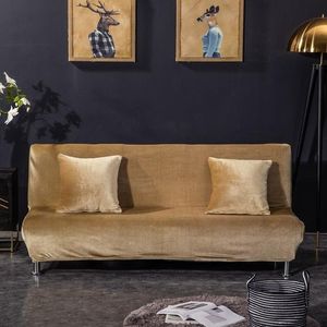 Couvre-chaise Couvercle de lit de lit épais Tissu de velours épais Taille universelle Murmard sans arme Protecteur Banc élastique de siège pliant