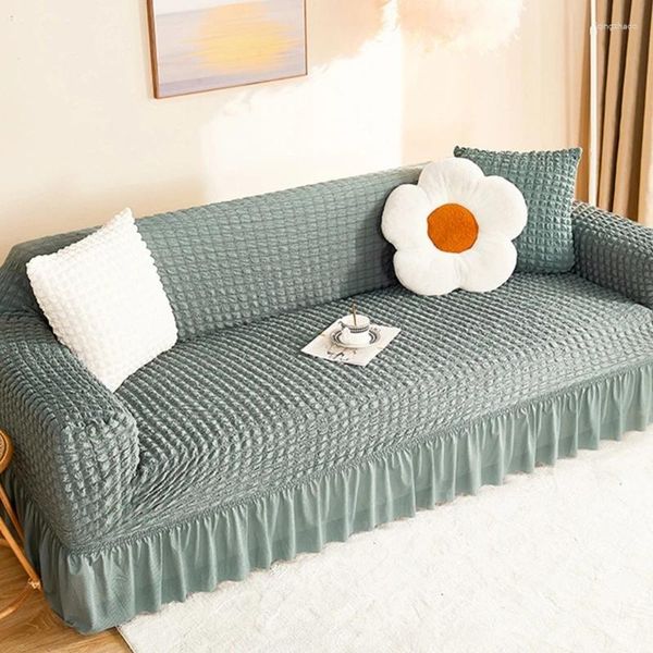 Housses de chaise housse de canapé pour salle à manger Seersuckers protecteur texturé avec jupe plissée canapé sectionnel en forme de L