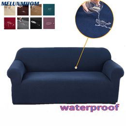 Stoelhoezen Sofa Cover voor Woonkamer Waterdicht Verdikt Fleece Stretch Hoekbank 2 3 Zits Effen Kussenovertrekken Set Funiture Protector 230614