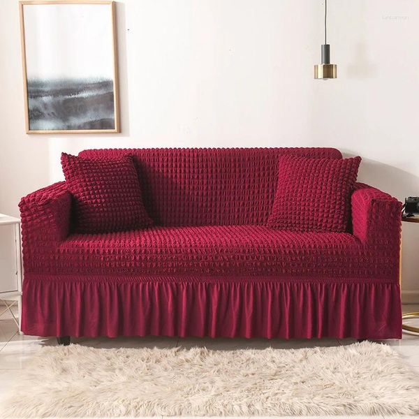 Couvre-chaise couvercle de canapé Version de seersucker décor de maison élastique canapé sectionnel couch stretch couvercle vin rouge 1/2/3/4 plante