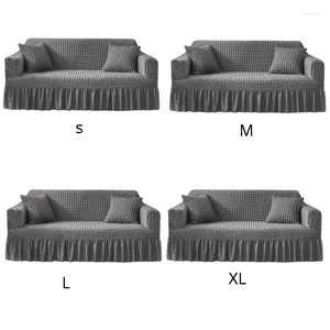 Couvre-chaises Couverture de canapé Seersucker Protecteur texturé avec une jupe plissée pour une forme de section U-Shape U-Shape Installer