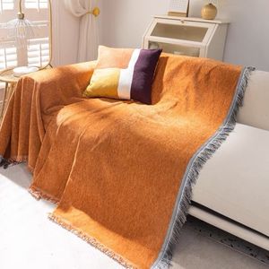 Stoelhoezen Sofa Cover Effen Chenille Met Kwastje Kussenovertrekken Anti Kat Kras Meubelbeschermer Sprei Bank Handdoek Volledige Deken 230701