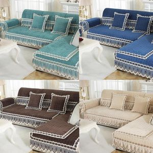 Housses de chaise ! Coussin de canapé en velours côtelé doux, combinaison universelle quatre saisons, tissu en dentelle, housse de canapé antidérapante pour canapés, serviette sur mesure