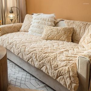 Housses de chaise en peluche douce, housse de coussin de canapé, Beige, gris, taie d'oreiller, couleur unie, antidérapante, épaisse, personnalisée européenne