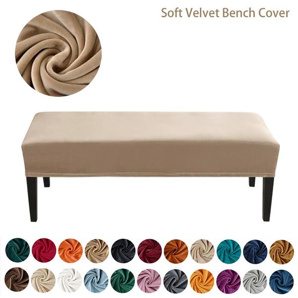 Housses de chaise couverture de banc en velours doux pour salle à manger chambre Spandex élastique décor amovible lavable Stretch siège protecteur