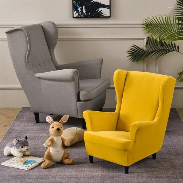 Cubiertas de silla Terciopelo suave Niños Cubierta de ala Estiramiento Wingback Sofá Elástico Slipcovers Sofá Sillón para sala de estar