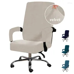 Housses de chaise en velours doux, housse de fauteuil de bureau, extensible, confortable, pour ordinateur, étui rotatif épais, accoudoir lavable