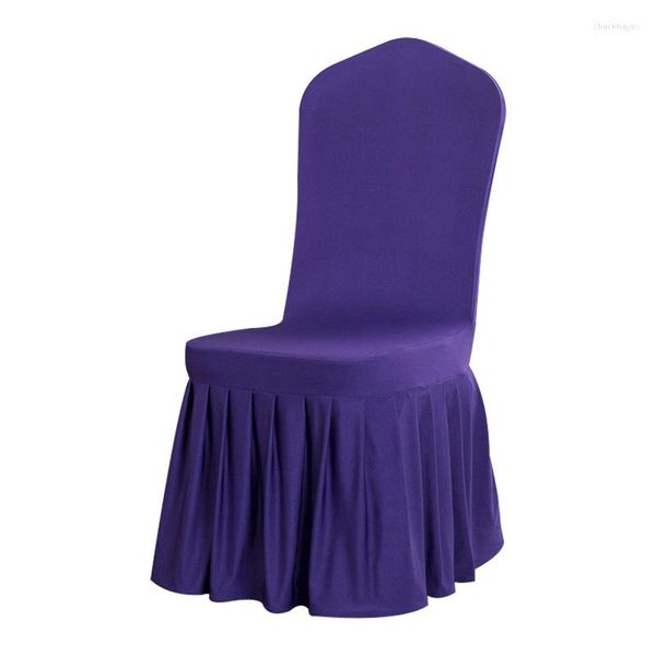 Housses de Chaise Couleur Unie Pour Chaises Avec Dossier Plissé Élastique À Manger CH47101