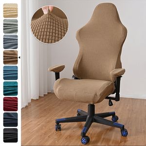 Stoelhoezen Effen Kleur Gaming Stoelhoes Zachte Elasticiteit Polar Fleece Fauteuil Kussenovertrekken Computerstoel Stoelhoezen Stretch Roterende Lift 230925