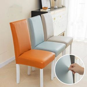 Couvercles de chaise de couleur de couleur unie en cuir étanche à huile étanche à huile de salle à manger déco banquet el textlies de maison