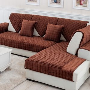 Housses de chaise couleur unie rouge, flanelle douce et épaisse, serviette de canapé matelassée, couverture chaude en peluche, antidérapante, pour tapis de sol, 220906
