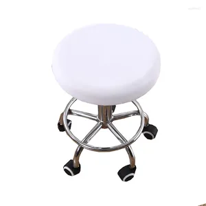 Couvre-chaise Couleur massive à couverture ronde tabouret de barre amovible en polyester holboubres coussins Protector Housse de chaise