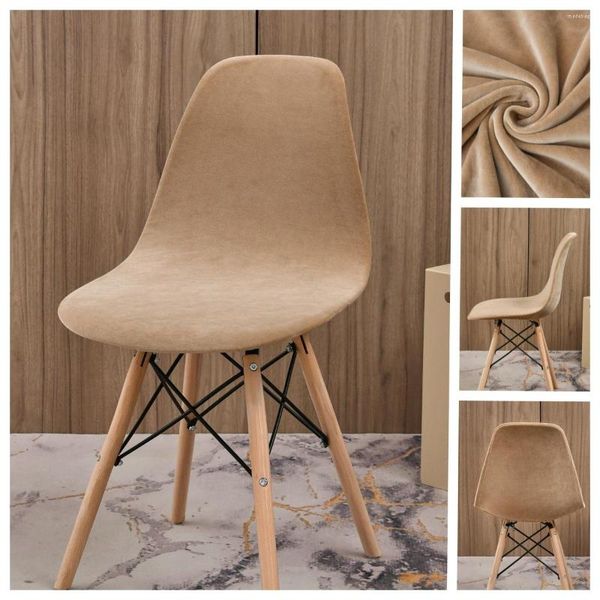 Cubiertas de silla Capas de color sólido Cubierta de asiento de comedor elástico de terciopelo engrosado para cafetería para cafeterías
