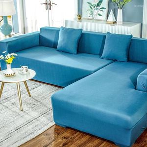 Stoelbedekkingen Solid Color Sofa Cover Elastic Stretch Living Room Decoratie Algemene meubels voor L-vormig 1/2/3/4 stoel