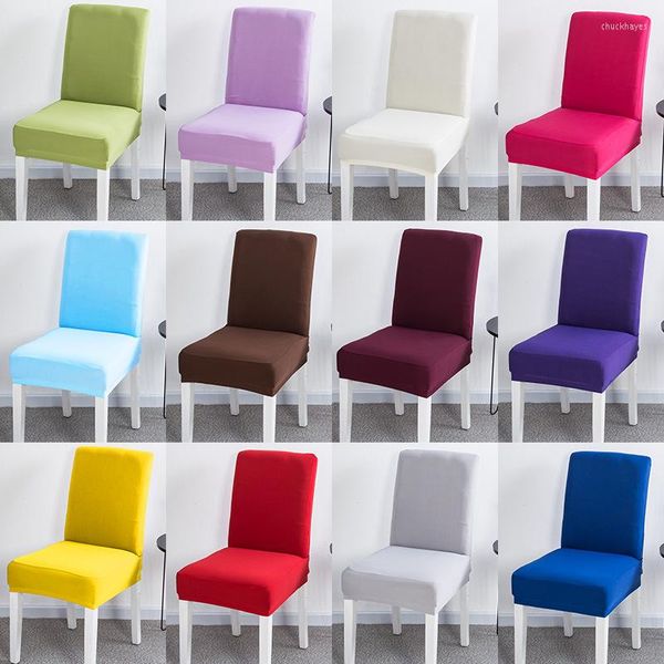 Housses de chaise Couleur unie Couverture extensible universelle Housse de siège élastique Mince Housse Restaurant Salon de mariage El Home Decor 1 2 4 6pcs