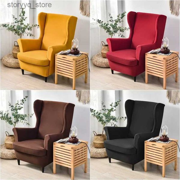 Housses de chaise Housse de chaise à oreilles de couleur unie Housses de fauteuil en spandex extensible Europe Housses de canapé de détente amovibles avec housses de coussin de siège L240313