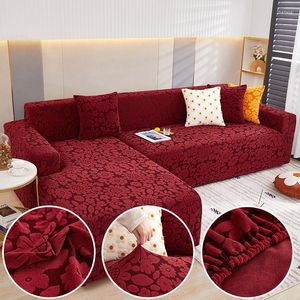 Stoelbedekkingen Solid Geometric Jacquard Sofa Protector Cover for Living Room Alle elastische hoekbank Slipcover 1/2/3/4 stoel 45011