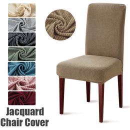 Cubiertas de silla Sólido Jacquard Polar Fleece Stretch Spandex Comedor de comedor Protector de tapa del asiento para la cocina del hogar El El