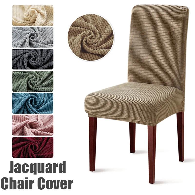 Chair Covers Solid Jacquard Polar Fleece Stretch Spandex Dining Room Seat Cover Protector For Home Kitchen El