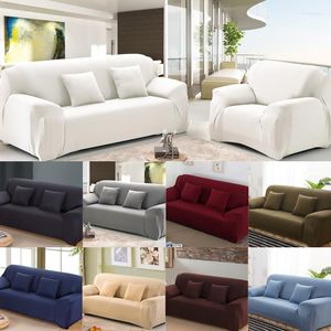 Couvre-chaise Couvercle de canapé solide pour le salon Case élastique canapé Couch Spandex Stretch blanc 1/2/3/4 Seater