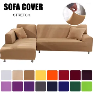 Fundas para sillas Funda de sofá sólida Funda elástica en forma de L Spandex Sala de estar Sofá esquinero Chaise Longue Sillón 1/2/3/4 Asiento Hogar