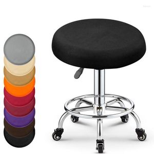 Housses de chaise en tissu Spandex, couverture ronde extensible, couleurs unies, tabouret de bar pour maison, dentiste, salon de coiffure, restaurant, banquet