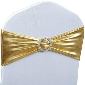 Stoelhoezen Spandex Sashes Bows Premium Stretch Cover Band met Buckle Slider Universal Elastic Ties for Wedding Party