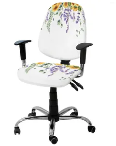 Couvre-chaise Spring Eucalyptus Sunflower Lavender Elastic Failchair Computer Couverture de bureau amovible Sabver Split Sild