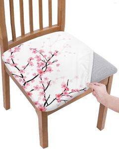 Couvre-chaises printemps fleur rose fleur fleur de couvre-siège élastique blanche pour housses de protecteur de salle à manger stretch