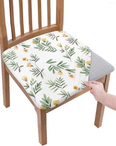 Couvercles de chaise printemps jaune fleur de feuilles vertes coussin couvre-repas extensible couverture de salle à manger holboubres pour le salon du banquet el
