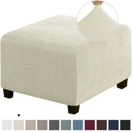 Housses de chaise housse de repose-pieds carrée extensible en polaire polaire pouf canapé repose-pieds tabouret housse pour salon meubles étui de protection 231212