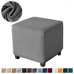 Couvre-chaise Square Velvet Poottol Stretch Pottoman Cover Tool couvercle entièrement inclusive de couleur de couleur élastique Soild pour le salon