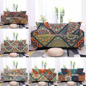 Stoelbedekkingen Stretch Boheemian Mandala Plaid Sofa Cover for Living Room Furniture Sectional Corner Slipcover 1/2/3/4 zitsel Elastic Case