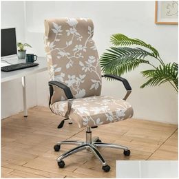 Stoelbedekkingen Stretch Computer ER met armen Floral Gedrukt Office Roterende Sliper bureau fauteuil stoel anti-Dirty 240313 Drop Delivery Ho OTP7U