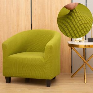 Stoelbedekkingen Stretch Plush Club Spandex Cover Green Bar Slipcover Plaid Single Sofa Protect voor huisdieren Decor