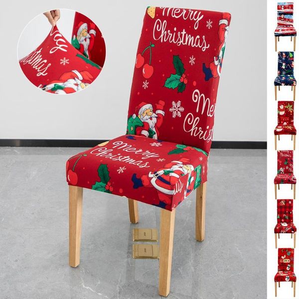 Housses de chaise extensibles imprimées, décoration de noël, en Spandex, housse de siège élastique pour la maison, la fête, le banquet, la protection des chaises