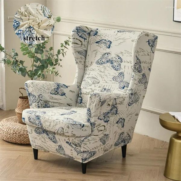 Housses de chaise housse de fauteuil en spandex extensible aile imprimée florale anti-poussière lavable housses de canapé relaxant avec coussin de siège