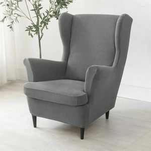 Stoelhoezen Stretch Vleugelhoes Elastisch Polar Fleece Wingback Fauteuil Effen Kleur Bankhoezen Met Zitkussen