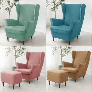 Stoelhoezen Stretch Wing Polar Fleece Wingback Sofa Elastic Spandex Fauteuil met kussen Meubelbeschermer 221020