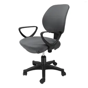 Couvercles de chaise couvercle extensible fauteuil rotatif housse amovible Protector Desk 2 pièces Couleur solide élastique