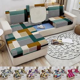 Stoelhoezen Strip elastische bank zitkussenhoes geometrische print bank hoes antislip fauteuil voor woonkamer