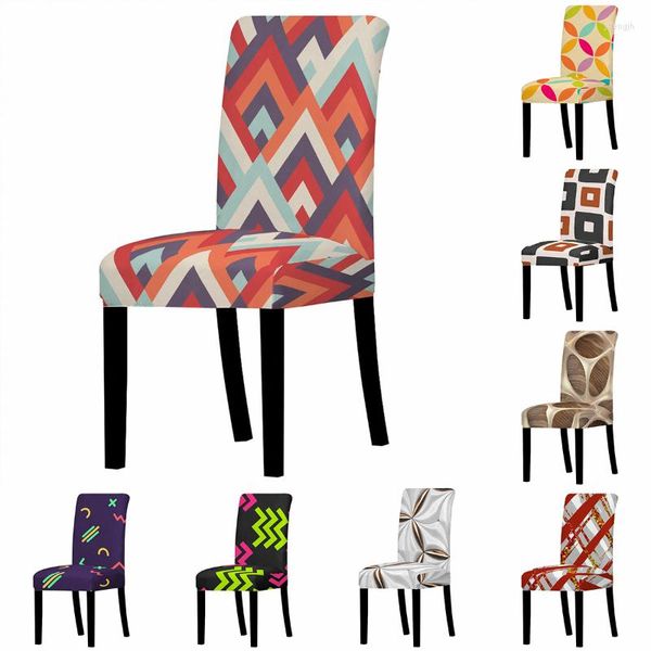 Cubiertas para sillas Patrón de rayas Impresión Cubierta elástica Espalda alta A prueba de polvo Hogar Comedor Decoración Sillas Sala de estar Oficina