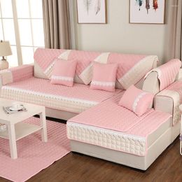 Stoelhoezen Stijlvolle eenvoud Roze katoen Sectionele bank Cover Four Seasons Universal Couch For Sofas Backstest handdoek kussensloop